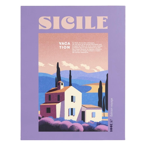 Dekorační krabice kniha Sicile fialová kartonová do ložnice Intesi