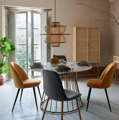 Kulatý jídelní stůl glamour Rayo 120 cm bílý mramor zlatý skleněný do jídelny a obýváku Atmosphera