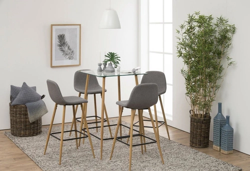 Barová židle Wilma čalouněná světle šedá s opěrkou moderní do kuchyně a k ostrůvku Actona 73 cm