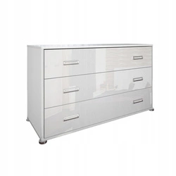 Komoda Bella bílý lesk 130 cm moderní se zásuvkami do ložnice Intesi