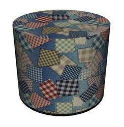 Okrúhlý taburet Pachwork Intesi moderní čalouněný barevný do obýváku nebo ložnice 40 cm