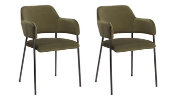 Sada 2 zelených sametových židlí Lima s područkami