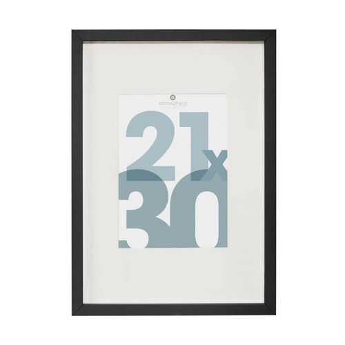 Černý závěsný fotorámeček 21x30 moderní Wood Slim MDF sklo