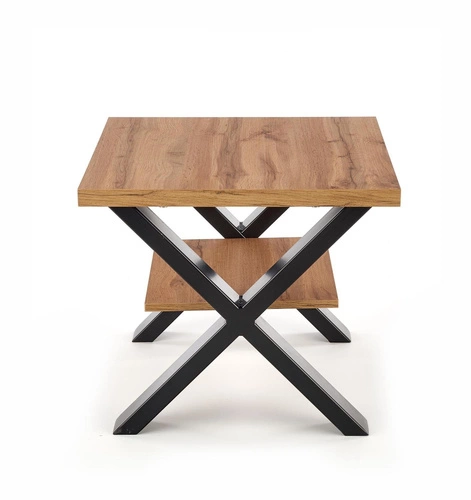 Konferenční stolek Venom S dubový čtvercový s policí moderní loft do obýváku 65x65 cm