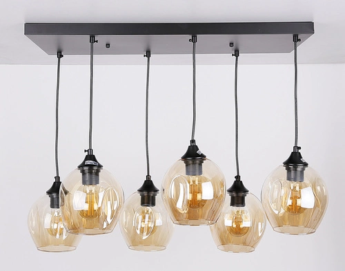 Závěsná lampa Aspa černá 6x40W E27 stínidlo hnědé barvy