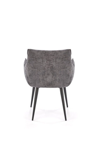 Čalouněná jídelní židle Arhiza šedá s područkami, moderní na černých nohách