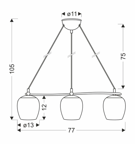 Závěsné svítidlo Serano moderní tříramenné zlaté skleněné do obýváku a jídelny