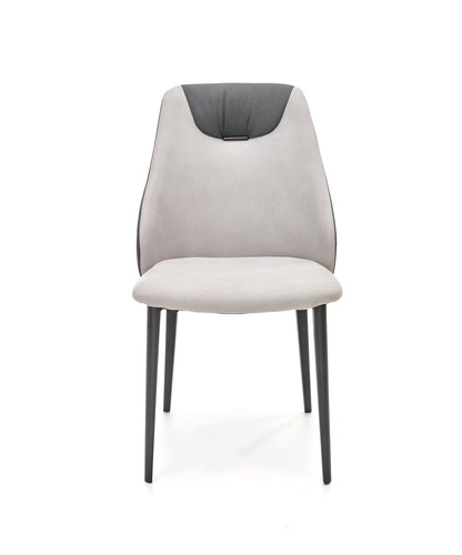 Čalouněná jídelní židle Lydie šedá moderní na lyžinách Intesi s černými nohami