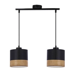 Závěsná lampa Porto černá 2x60W E27 stínidlo černá+hnědá