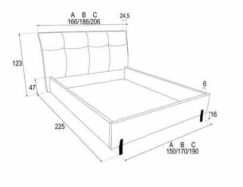 Čalouněná postel Biscuit 180x200 šedá s úložným prostorem skandinávská do ložnice
