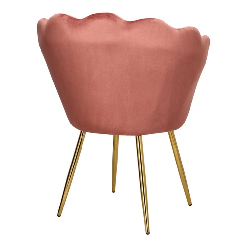 Sametová jídelní židle ve tvaru mušle Florencja Intesi růžová se zlatými nohami do obýváku a ke kosmetickému stolku