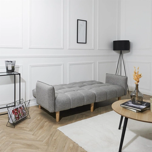 Rozkládací pohovka s funkcí spaní Sara šedá skandinávská do obýváku a studentského pokoje Intesi