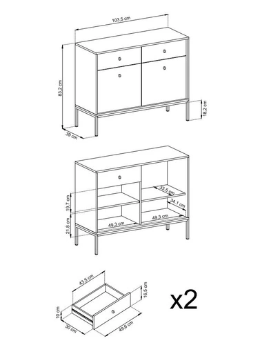 Velká komoda Evora tmavě modrá