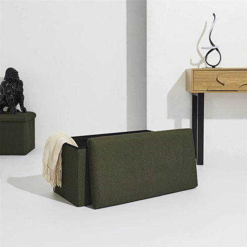 Obdélníková taburetka s úložným prostorem Velse Atom Intesi moderní skládací do předsíně khaki 76 cm