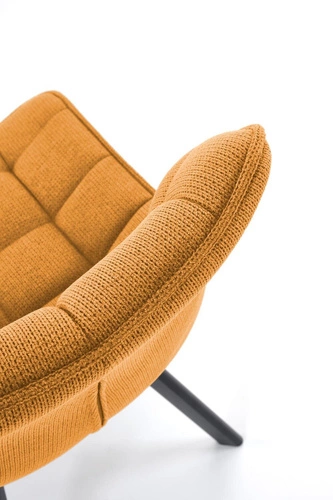 Čalouněná jídelní židle Giselda hořčicová moderní s černými nohami do jídelny a obýváku