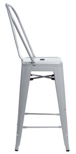Kovová barová židle Paris 2 Back šedá s opěrkou moderní do kuchyně a k ostrůvku 66 cm D2.DESIGN
