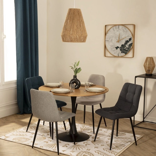 Čalouněná jídelní židle Sirac tmavě šedá s černými kovovými nohami do jídelny a obýváku Atmosphera