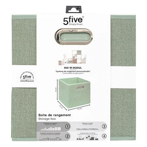 Látkový úložný box 31x31 pistáciový s kovovými úchyty 5five simply smart