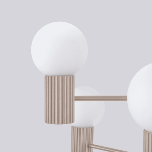 Moderní lustr HALO 6 béžový do obývacího pokoje a jídelny se skleněnými kulovitými stínidly