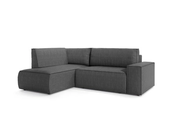 Rohová rozkládací pohovka Molde L levá, tmavě šedý manšestr, s úložným prostorem do obýváku