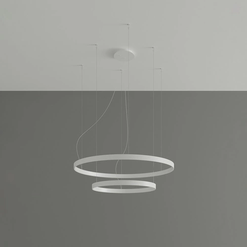 LED lustr RIO 2 bílý moderní do obýváku a jídelny 78 cm hliník Thoro