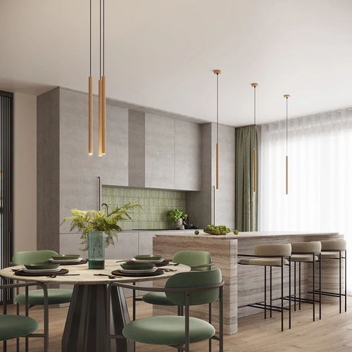 Závěsné svítidlo ARCHE 3P zlaté moderní, nastavitelné do obýváku a jídelny SOLLUX