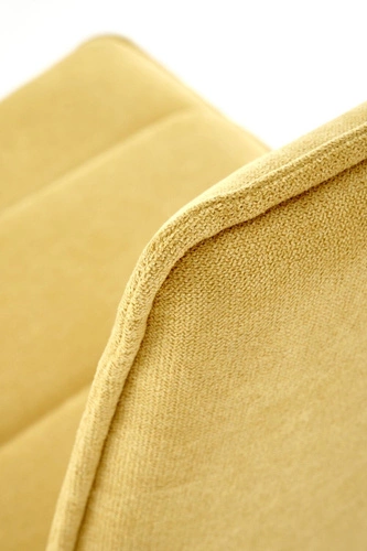 Čalouněná jídelní židle Noelle hořčicová moderní na černých kovových nohách Intesi