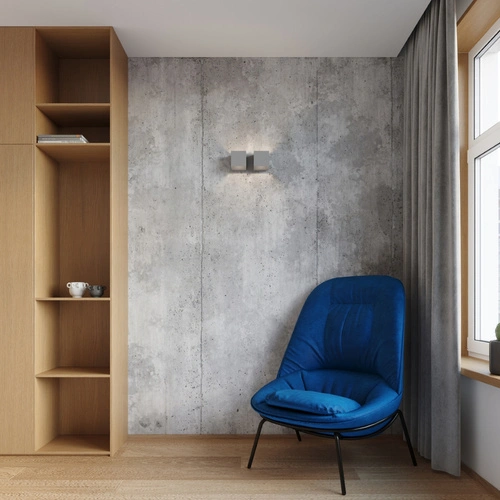 Moderní šedé nástěnné svítidlo QUAD 2 Sollux Lighting dvouramenné hliníkové do obýváku a ložnice