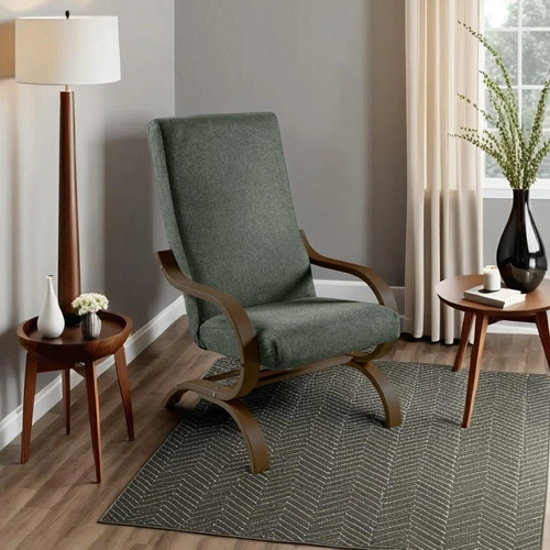 Relaxační houpací křeslo Corsica Matana 3 šedý samet skandinávský styl ořech