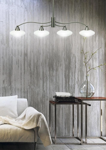 Závěsné svítidlo Elisa moderní skleněné 4bodové do obýváku a jídelny bílá-nikl