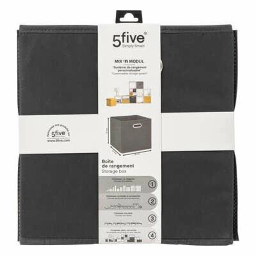 Textilní úložný box do regálu 31x31 cm šedý s kovovým úchytem 5five simply smart