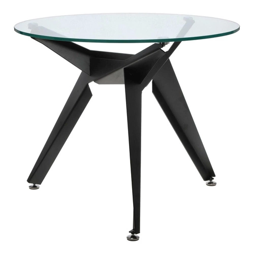 Kulatý skleněný stůl Troy 90 cm černý moderní do jídelny a obýváku loftový