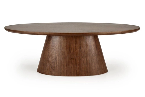 Oválný jídelní stůl 220 cm moderní ořechový na jedné noze Intesi