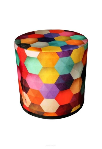 Zahradní kulatý puf Disco Intesi multicolor voděodolný moderní na zahradu i balkon 40 cm