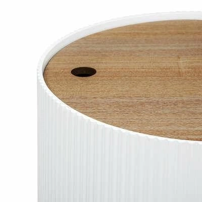 Kulatý konferenční stolek Enola S bílý s úložným prostorem moderní do obýváku Atmosphera