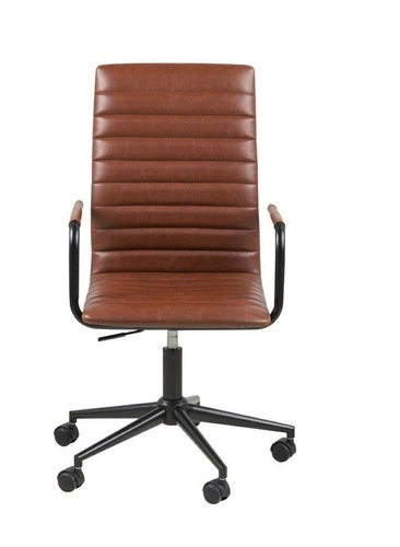 Ergonomická otočná kancelářská židle Winslow hnědá kožená s područkami do kanceláře