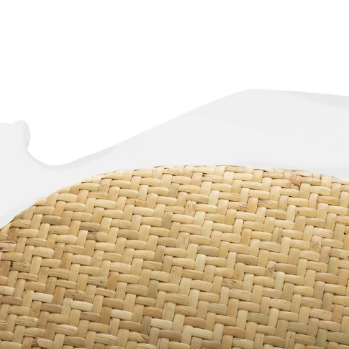 Dřevěná jídelní židle Isak Atmosphera bílá vintage s ratanovým sedákem stohovatelná