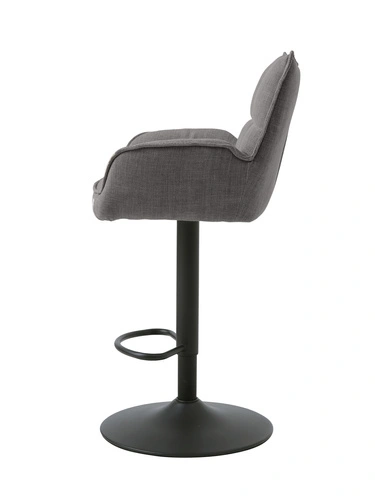 Moderní otočný barový taburet Merys s područkami, čalouněný, grafitový, do kuchyně