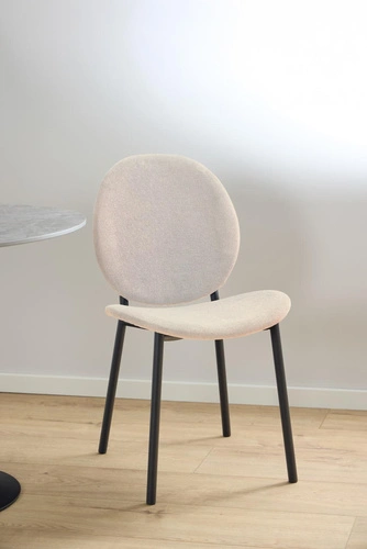 Židle Cliff béžová jídelní čalouněná moderní na černých nohách