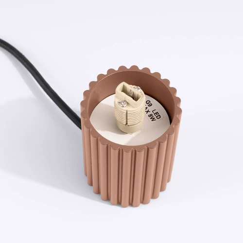 Moderní stolní lampa HALO mocca béžová z hliníku a skla do ložnice a kanceláře SOLLUX