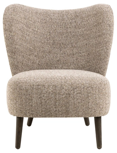 Relaxační křeslo Elmont skandinávské do obýváku plyšové béžové dubové dřevo Actona