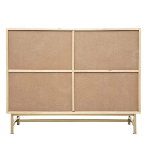 Komoda Rayo boho s ratanovými dvířky na zlatých nohách 100 cm do obýváku Atmosphera