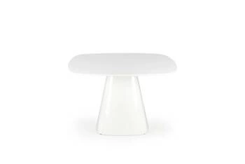 Bílý čtvercový jídelní stůl Tasmani Intesi moderní na jedné noze MDF lesk