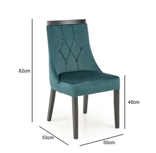 Jídelní židle Andre zelená čalouněná sametem na dřevěných nohách Intesi