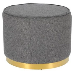 Puf Kung XL kulatý tmavě šedý glamour do obýváku čalouněný na zlaté podstavě 60x47 cm