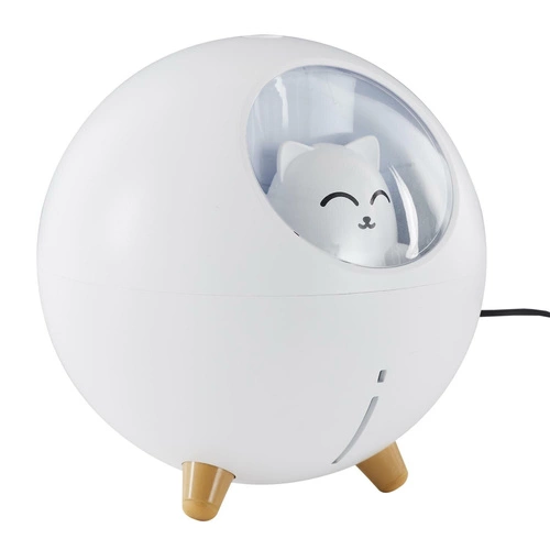 Aroma difuzér LED Intesi bílá kočka moderní dekorace do bytu USB 11 cm