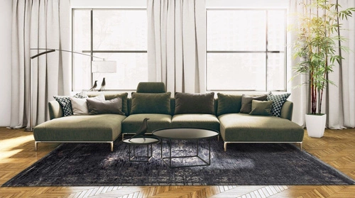 Koberec do obýváku klasický bavlněný Mineral Black 280x360 retro orientální Louis de Poortere