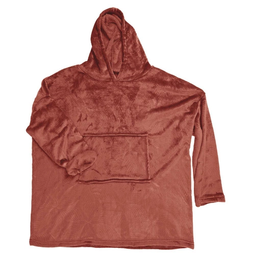 Plyšová deka s kapucí Intesi Terracota teplá do obýváku a ložnice