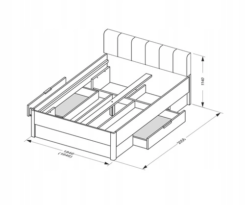 Čalouněná manželská postel Matle 160x200 s úložnými zásuvkami dub a šedá do ložnice