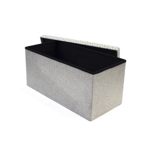 Skládací šedý taburet Intesi Velse s úložným prostorem obdélníkový do obýváku a dětského pokoje